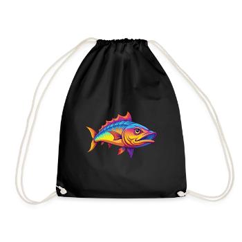 Barracuda Coloré Kawaii Dessin Animé Personnage Animal - Sac de sport léger - noir - Devant