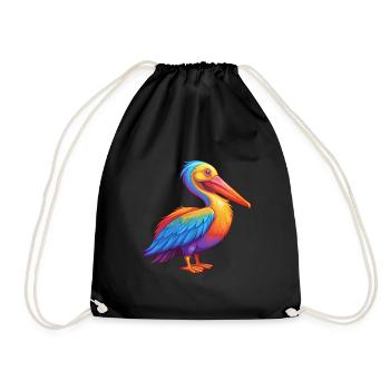 Pélican coloré Kawaii Dessin animé Clipart - Sac de sport léger - noir - Devant