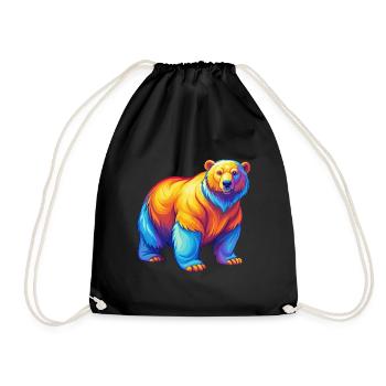 Polar Bear Colorful Kawaii Cartoon Character - Drawstring Bag - black - Front
