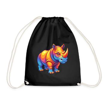 rhinocéros coloré kawaii personnage de dessin animé clipart - Sac de sport léger - noir - Devant