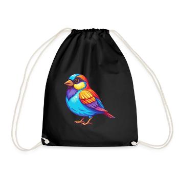 Moineau coloré Kawaii Dessin animé Personnage Clipart - Sac de sport léger - noir - Devant