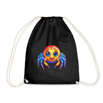 Spinne Bunte Kawaii Cartoon Figur Clipart - Turnbeutel - Schwarz - Vorne