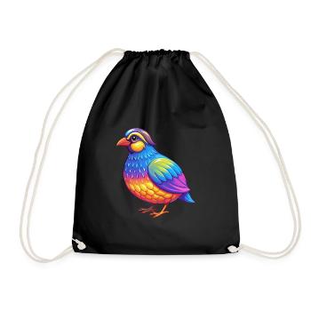 perdrix coloré Kawaii dessin animé personnage animal - Sac de sport léger - noir - Devant