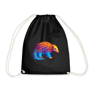 Pangolin coloré Kawaii Dessin animé Personnage Clipart - Sac de sport léger - noir - Devant