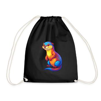 Otter Bunte Kawaii Cartoon Figur Clipart - Turnbeutel - Schwarz - Vorne