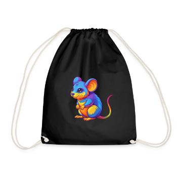 mouse Colorful Kawaii Cartoon Character Clipart - Drawstring Bag - black - Front