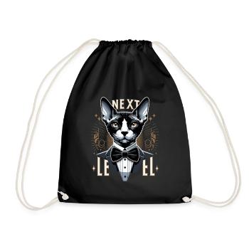 Cornish Rex Suit Next Level Cat Gift - Drawstring Bag - black - Front