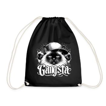 Heilige Birma Katze Birmakatze Trio Gangsta Gesche - Turnbeutel - Schwarz - Vorne