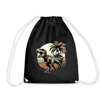 Roaring T-Rex Dinosaur Gift - Drawstring Bag - black - Front