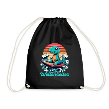 Mignon T-Rex Surfer Surfer Cadeau de surf - Sac de sport léger - noir - Devant