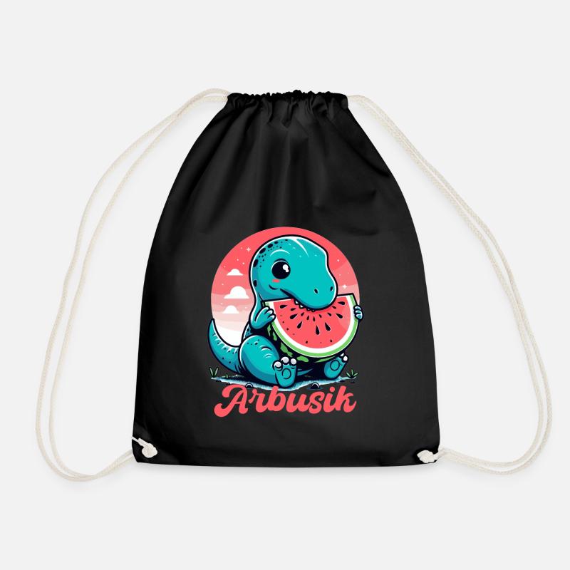 Süßer T-Rex Wassermelone Arbusik Geschenk - Turnbeutel - Schwarz