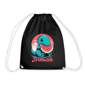 Cute T-Rex Watermelon Arbusik Gift - Drawstring Bag - black - Front