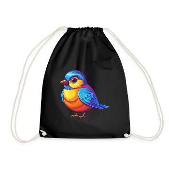 Mésange coloré Kawaii personnage de dessin animé oiseau - Sac de sport léger - noir - Devant