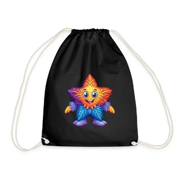 Plume étoile coloré Kawaii dessin animé Animal marin - Sac de sport léger - noir - Devant