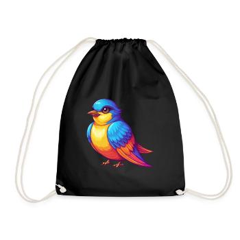 hirondelle coloré kawaii personnage de dessin animé oiseau - Sac de sport léger - noir - Devant
