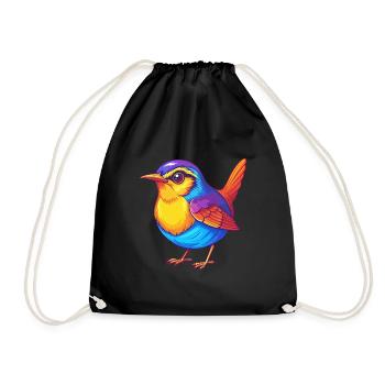 Wren coloré Kawaii Dessin animé Personnage Oiseau - Sac de sport léger - noir - Devant