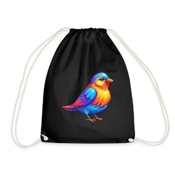 Oiseau Emberiza Personnage de dessin animé Kawaii coloré - Sac de sport léger - noir - Devant