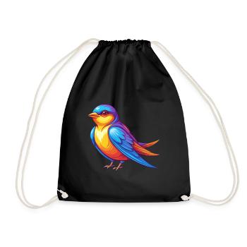 Schwalbe Bunte Kawaii Cartoon Figur Vogel - Turnbeutel - Schwarz - Vorne
