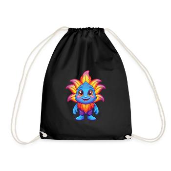 Sea Lily Colorful Kawaii Cartoon Sea Animal - Drawstring Bag - black - Front