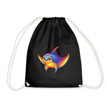 Mantarochen Buntes Kawaii Cartoon Meerestier - Turnbeutel - Schwarz - Vorne