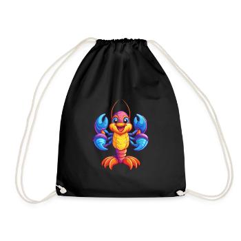 homard coloré kawaii dessin animé animal marin - Sac de sport léger - noir - Devant