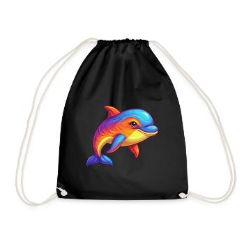 baleine à bec coloré Kawaii dessin animé Clipart - Sac de sport léger - noir - Devant
