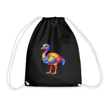 Strauß Bunt Kawaii Cartoon Figur Vogel - Turnbeutel - Schwarz - Vorne