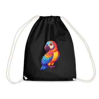 Perroquet coloré Kawaii personnage de dessin animé oiseau - Sac de sport léger - noir - Devant