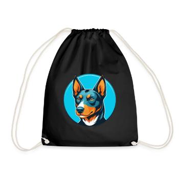 Australian Kelpie Dog Cute Kawaii Cartoon Pet Logo - Drawstring Bag - black - Front