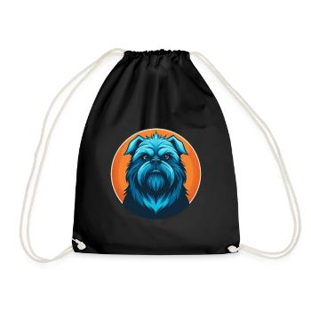 Affenpinscher Dog Cute Kawaii Cartoon Animal Logo - Drawstring Bag - black - Front