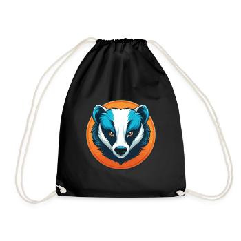 blaireau mignon kawaii dessin animé clipart animal de compagnie logo - Sac de sport léger - noir - Devant