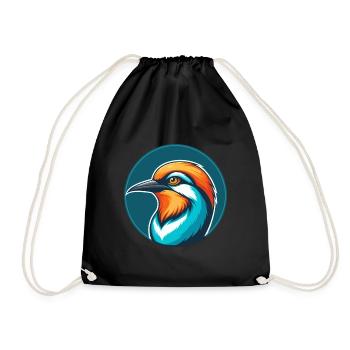 Bee Eater Cute Kawaii Cartoon Animal Pet Logo - Drawstring Bag - black - Front