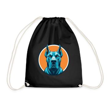 Dogue Allemand Chien Mignon Kawaii Dessin Animé Animal Animal Logo De Compagnie - Sac de sport léger - noir - Devant