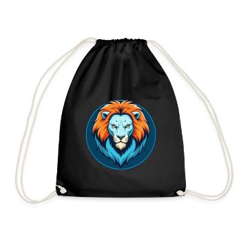 Lion Cute Kawaii Cartoon Clipart Animal Pet Logo - Drawstring Bag - black - Front