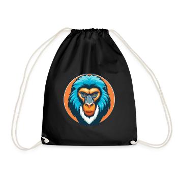 Mandrill Niedliches Kawaii Cartoon Tier Haustier Logo - Turnbeutel - Schwarz - Vorne