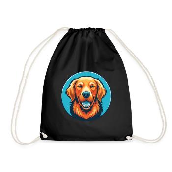 Golden Retriever Chien Mignon Kawaii Dessin Animé Logo De Compagnie - Sac de sport léger - noir - Devant