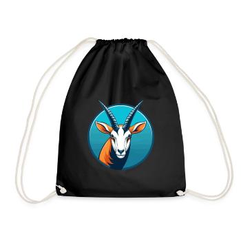 Oryx mignon kawaii dessin animé clipart animal de compagnie logo - Sac de sport léger - noir - Devant