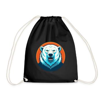 Polar Bear Cute Kawaii Cartoon Animal Pet Logo - Drawstring Bag - black - Front