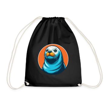Siegel Niedliche Kawaii Cartoon Clipart Tier Haustier Logo - Turnbeutel - Schwarz - Vorne
