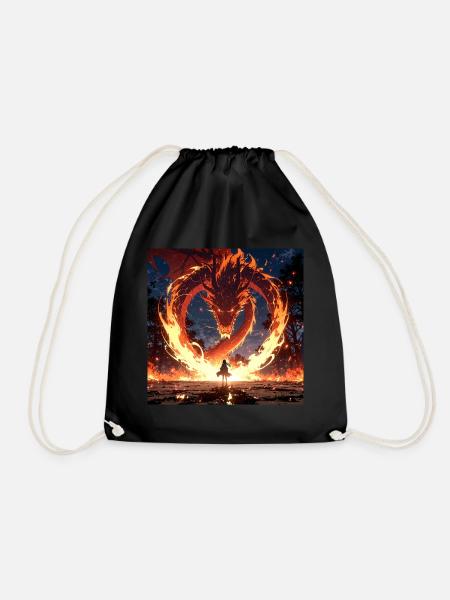 A dragon - Drawstring Bag - black