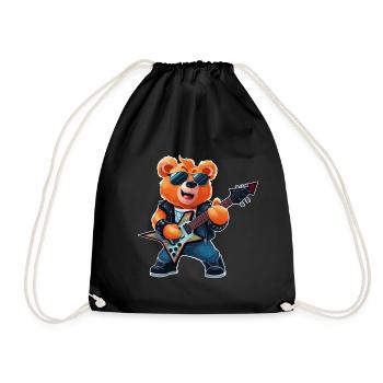 Heavy Metal Teddybär Gitarrist - Turnbeutel - Schwarz - Vorne