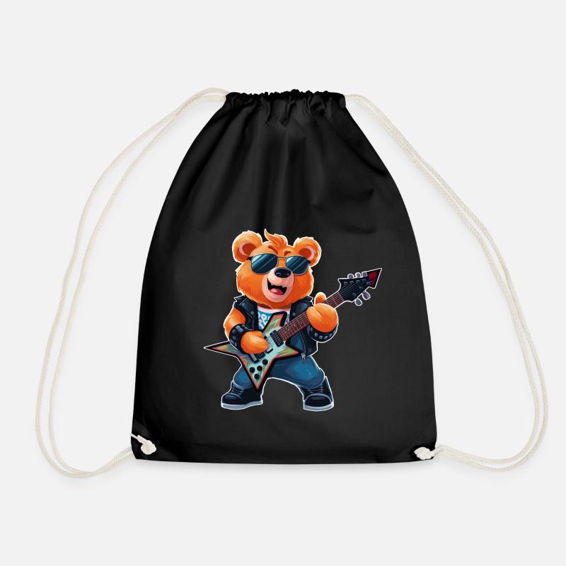 Heavy Metal Teddybär Gitarrist - Turnbeutel - Schwarz