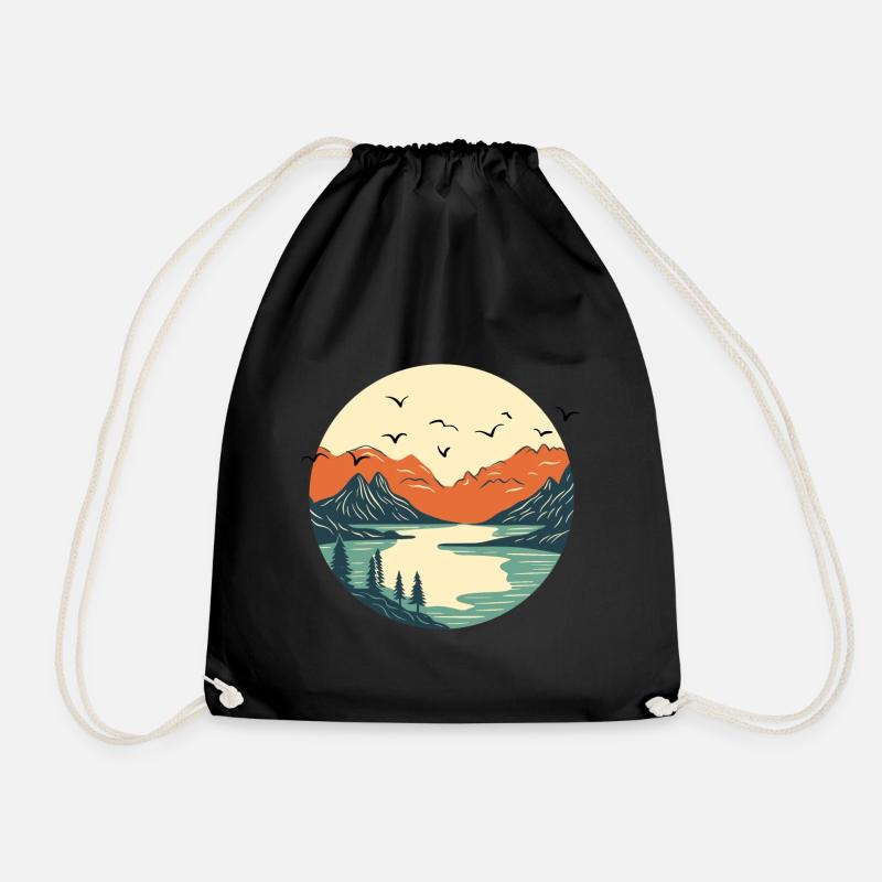 Mountain Landscape - Drawstring Bag - black