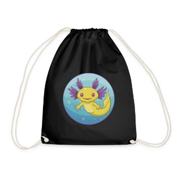 axolotl mignon kawaii dessin animé clipart animal de compagnie - Sac de sport léger - noir - Devant