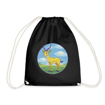Antilope Niedliche Kawaii Cartoon Clipart Tier Haustier - Turnbeutel - Schwarz - Vorne