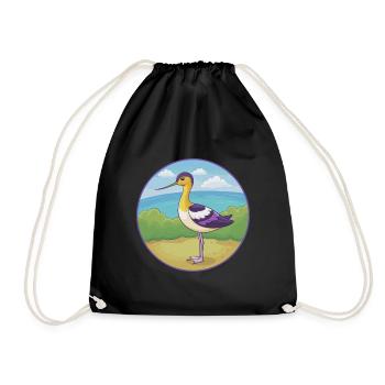 Avocet Cute Kawaii Cartoon Clipart Animal Pet - Drawstring Bag - black - Front