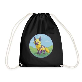 Aardwolf Mignon Kawaii Dessin animé Clipart Animal de compagnie - Sac de sport léger - noir - Devant