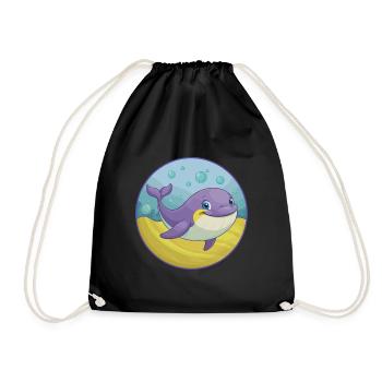 baleine mignon Kawaii dessin animé Clipart Animal de compagnie - Sac de sport léger - noir - Devant