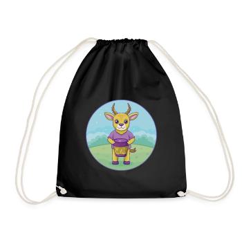 Bongo Niedliche Kawaii Cartoon Clipart Tier Haustier - Turnbeutel - Schwarz - Vorne