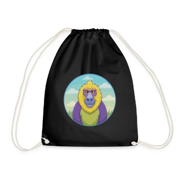 Babouin mignon Kawaii dessin animé Clipart Animal de compagnie - Sac de sport léger - noir - Devant